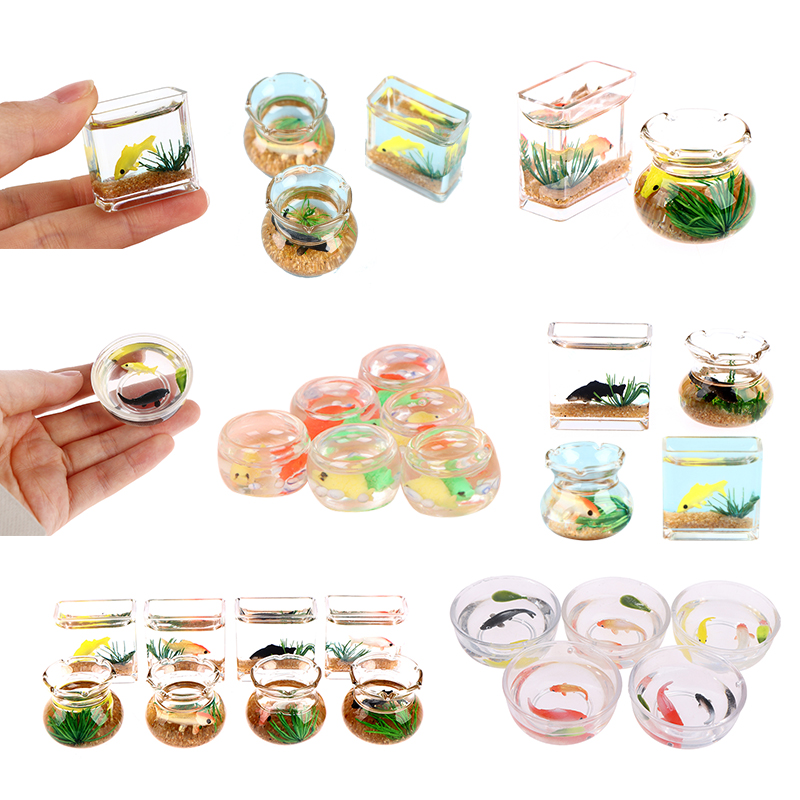 Fish Toy In Aquarium - 1/12 Lovely Dollhouse Miniature Glass Fish