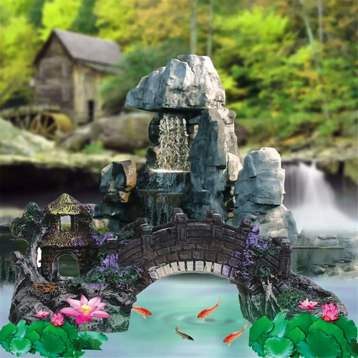 Aquarium Fish Bridge - Artificial Bridge Fish Tank Ornament Resin