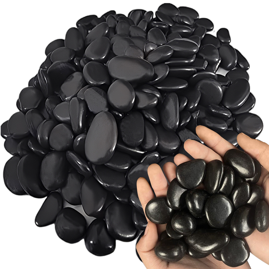 Aquarium Fish Store - 200g Black High Polished Natural Pebbles