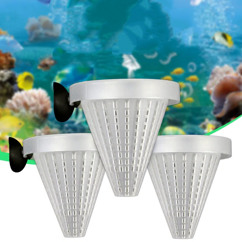 Aquarium Fish Feeder - 5Pcs Aquarium Red Worm Feeder Cone