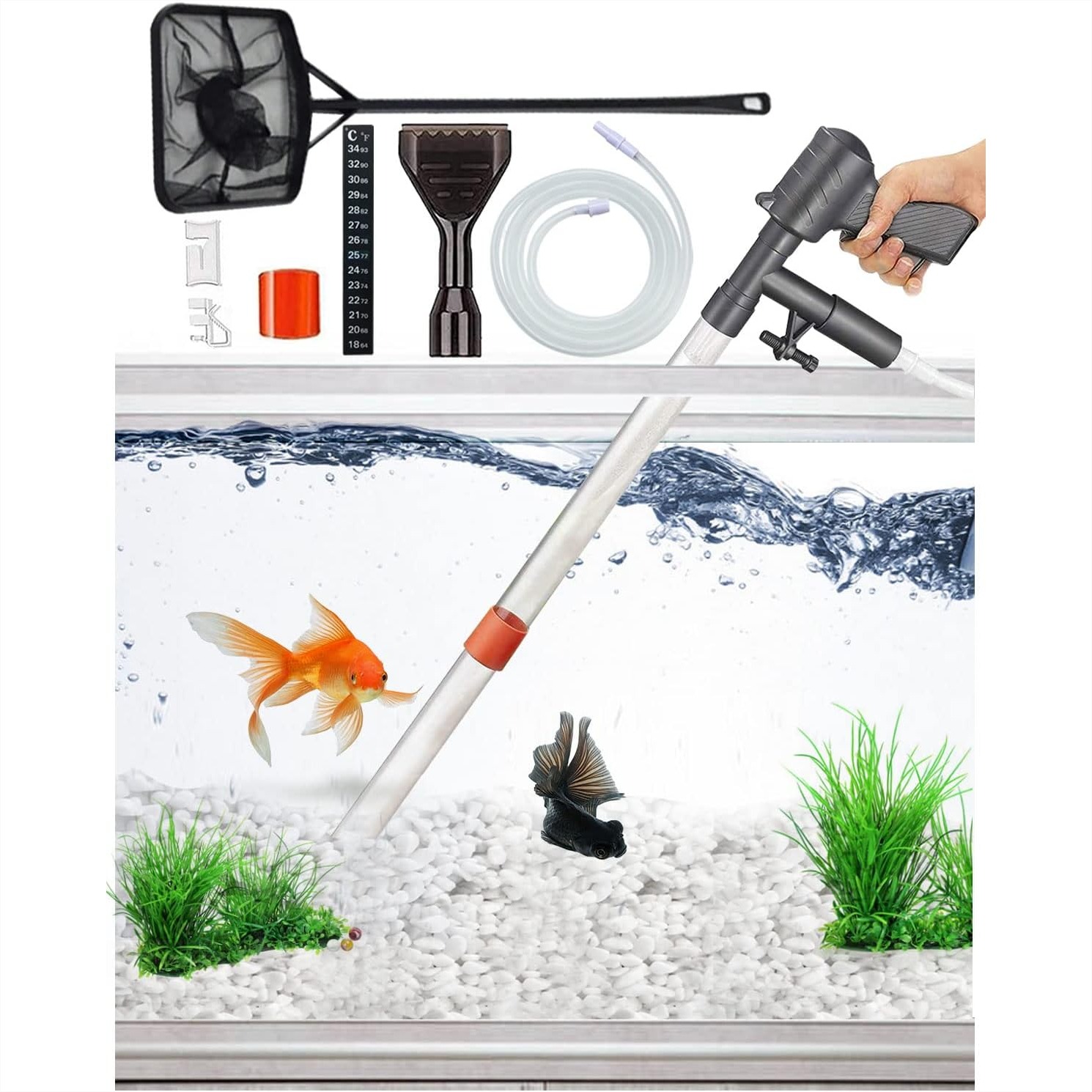 Fish Toy In Aquarium - Aquarium Gravel Cleaner Vacuum with Fish