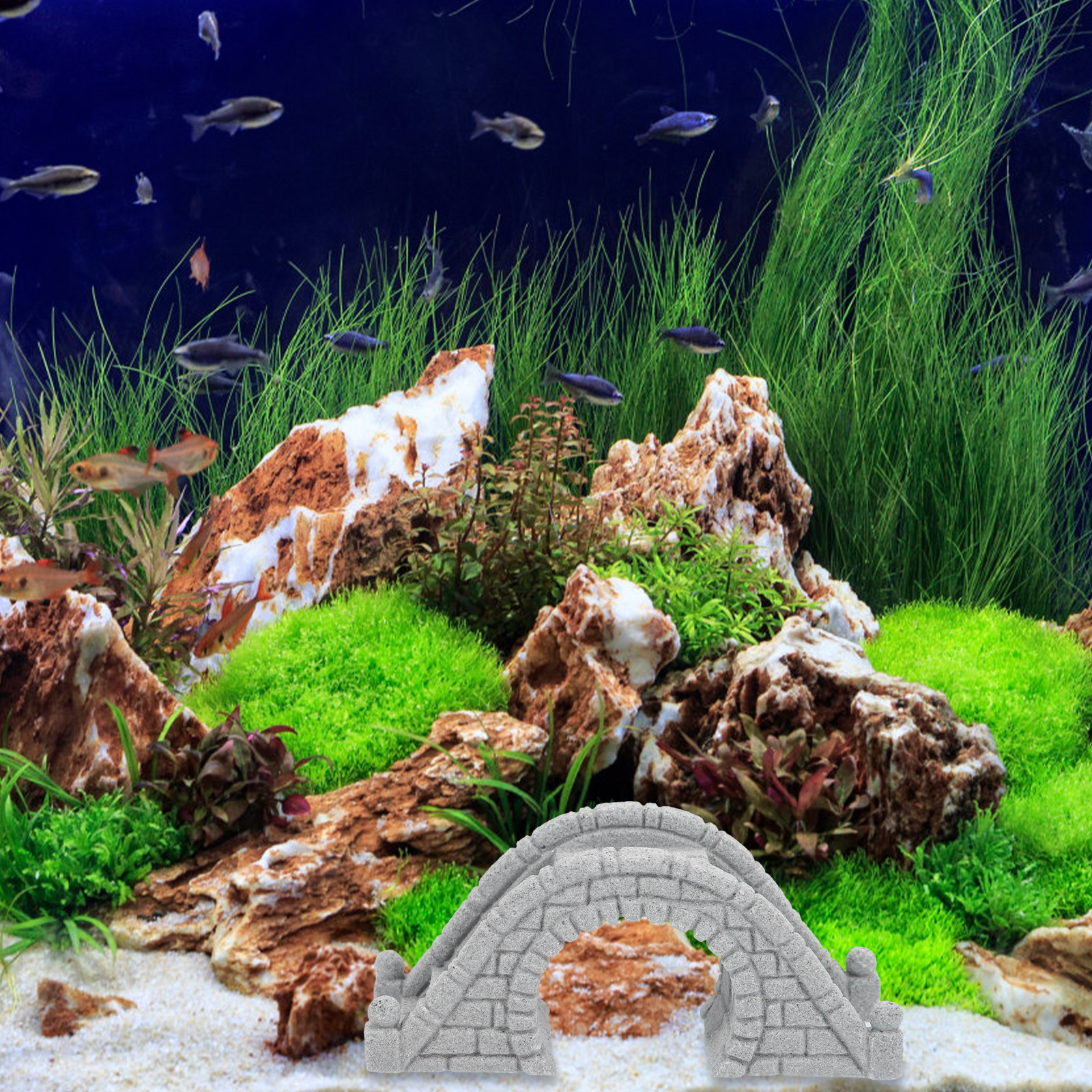 Aquarium Fish Bridge - 2Pcs Realistic Miniature Arch Bridge Fish