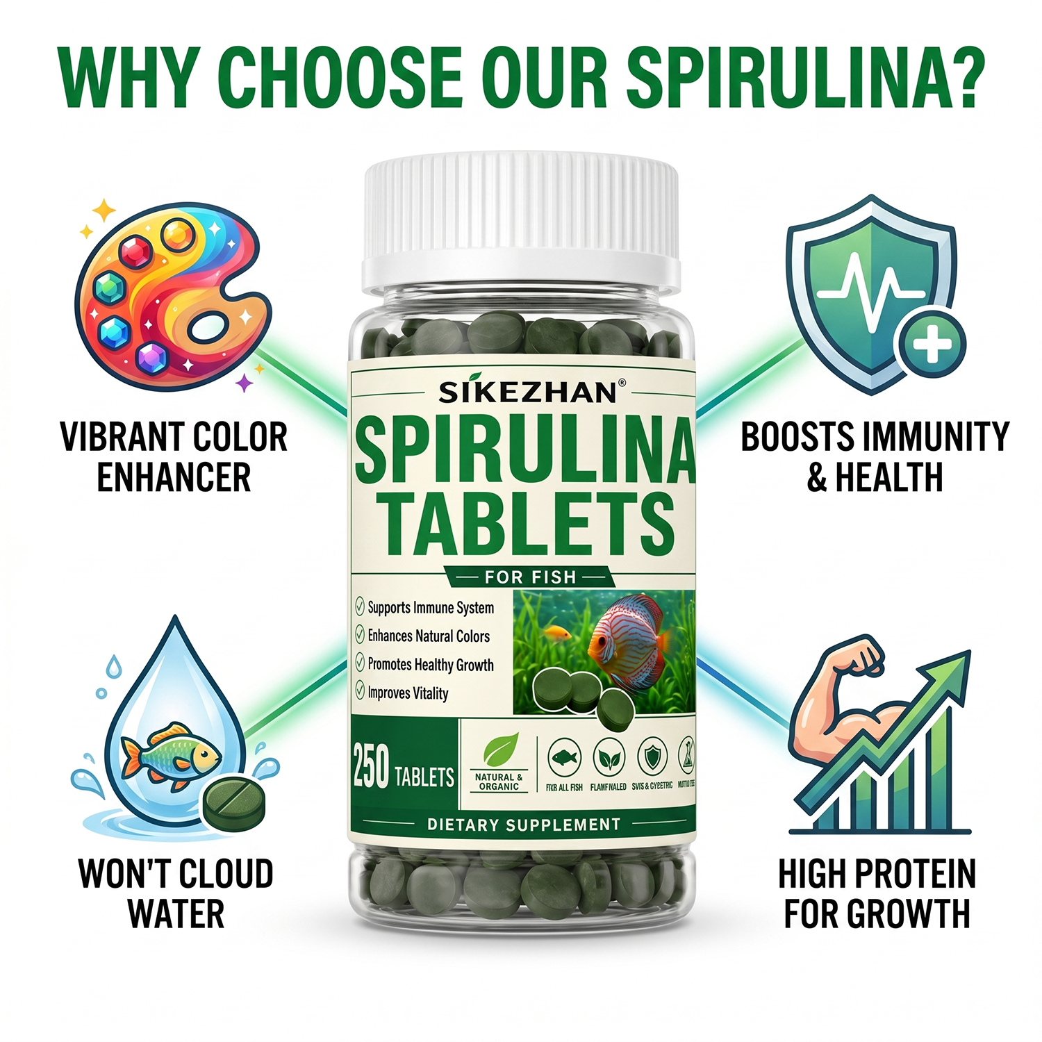 1000pcs High Purity Spirulina  – Aquarium Fish Holiday Food recenzja i cena