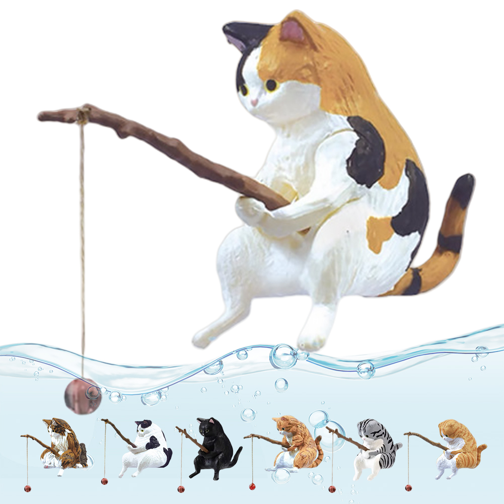 Cute Fishing Cat Figure Fish L – Fish Toy In Aquarium recenzja i cena